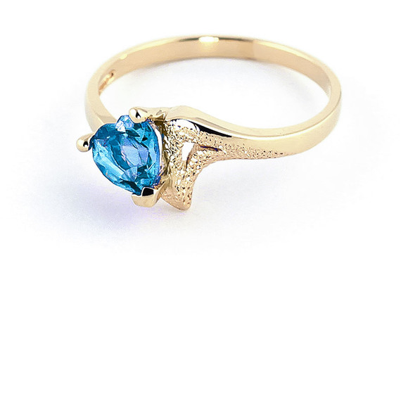 14K. SOLID GOLD RING WITH NATURAL BLUE TOPAZ (Yellow Gold) - Picture 2 of 2